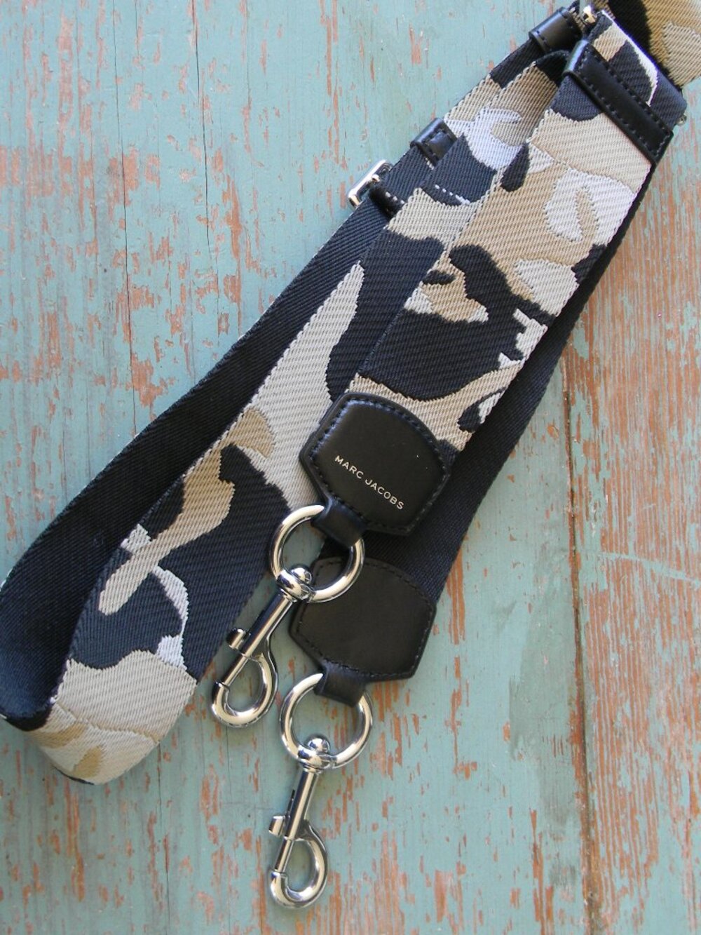 Marc Jacobs Black, Beige & Cream Camouflage Canvas Strap